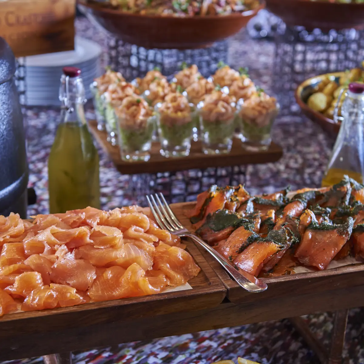 Assorted food items showcased on a table.